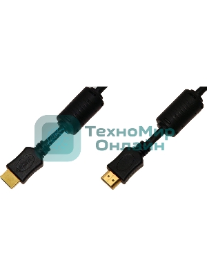 Кабель соединительный аудио-видео Premier 5-813 HDMI (m)/HDMI (m) 1.5м. феррит.кольца черный (5-813 1.5)