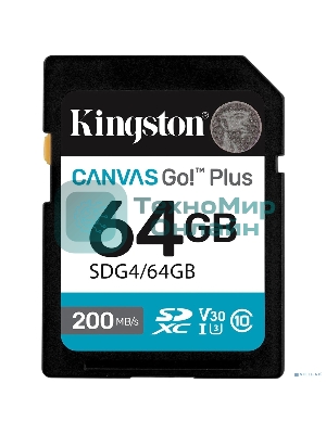 Флеш карта SDXC 64Gb Kingston SDG4/64Gb Canvas Go! Plus w/o adapter
