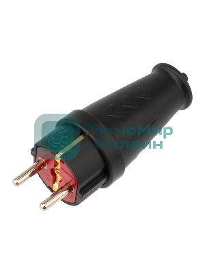 Вилка Rexant влагозащищенная прямая COMPACT, с/з, 16А, IP44 каучук, черная