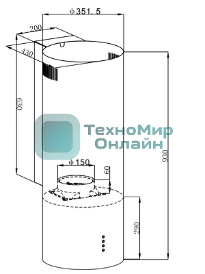 Вытяжка пристенная Maunfeld Lee Wall 35 нержавеющая сталь, 35 см, 1050 куб. м/ч, 54 дБ