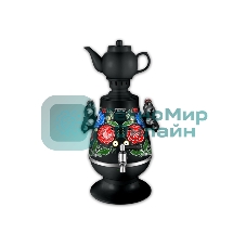 Самовар Centek CT-0091 B (черн+рисунок), 4.0л, 2300 Вт, поддерж.t + LED индикатор, керам заварник