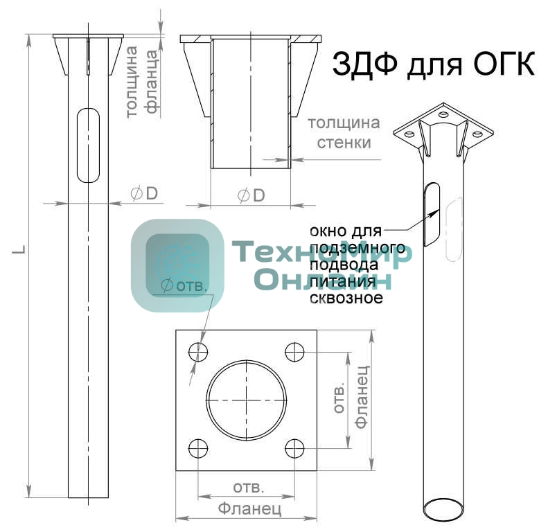 Деталь фундамента закладная для ОГК/ОКК-3.4.5/ОП1ф/КО1 (0.108-1.25х190х130х4х14) Пересвет В00000206