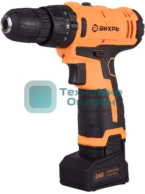 Дрель-шуруповерт аккумуляторная Вихрь ДА-24Л-2кУ 72/14/19, Аккумуляторная, 24В, 2 АКБ, Ударная