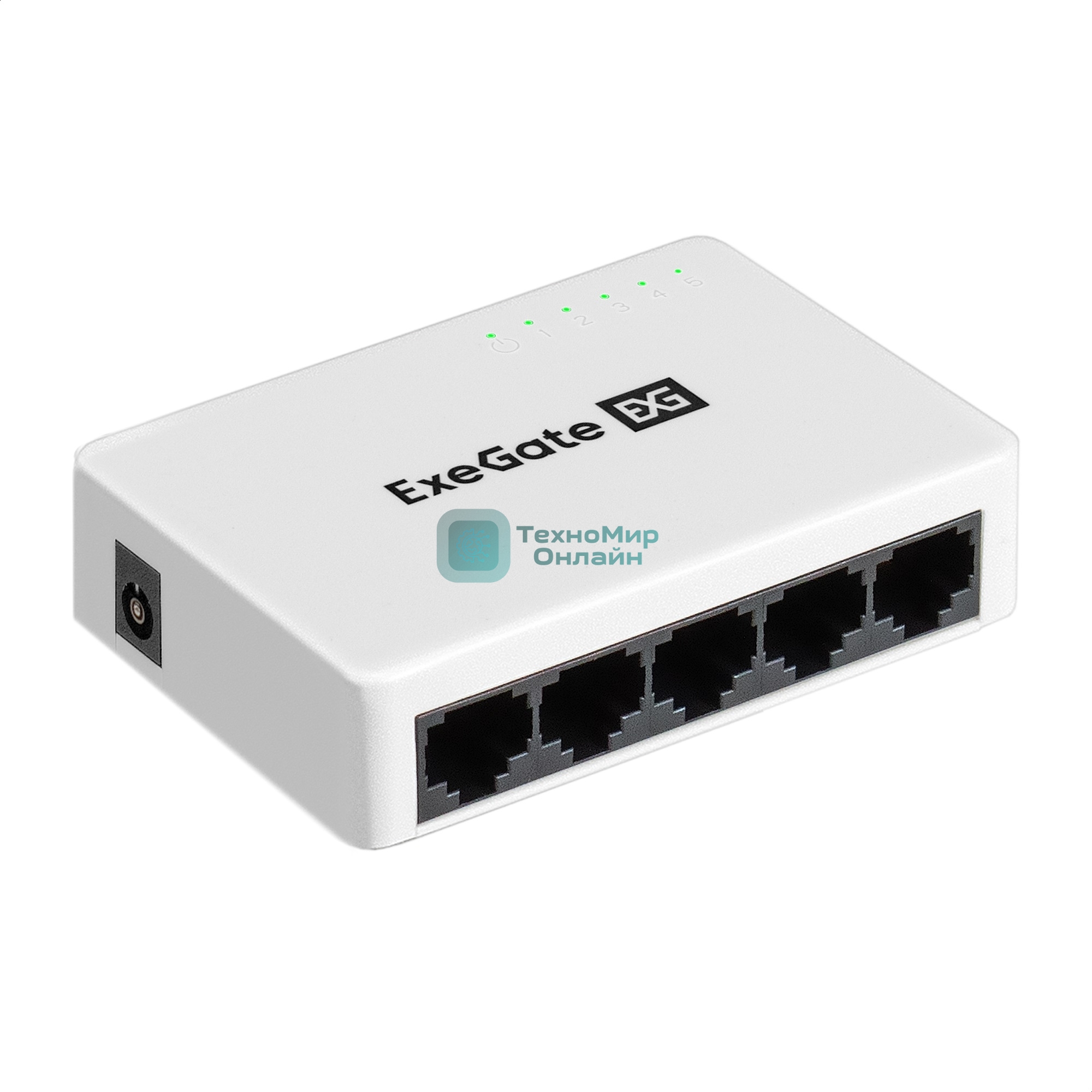 Коммутатор неуправляемый ExeGate EDES-1005C (5-портовый UTP 10/100Mbps, с функцией энергосбережения (Green Ethernet Technology), настольный)