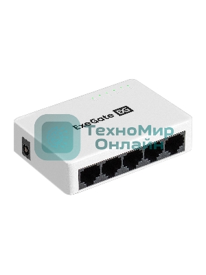 Коммутатор неуправляемый ExeGate EDES-1005C (5-портовый UTP 10/100Mbps, с функцией энергосбережения (Green Ethernet Technology), настольный)