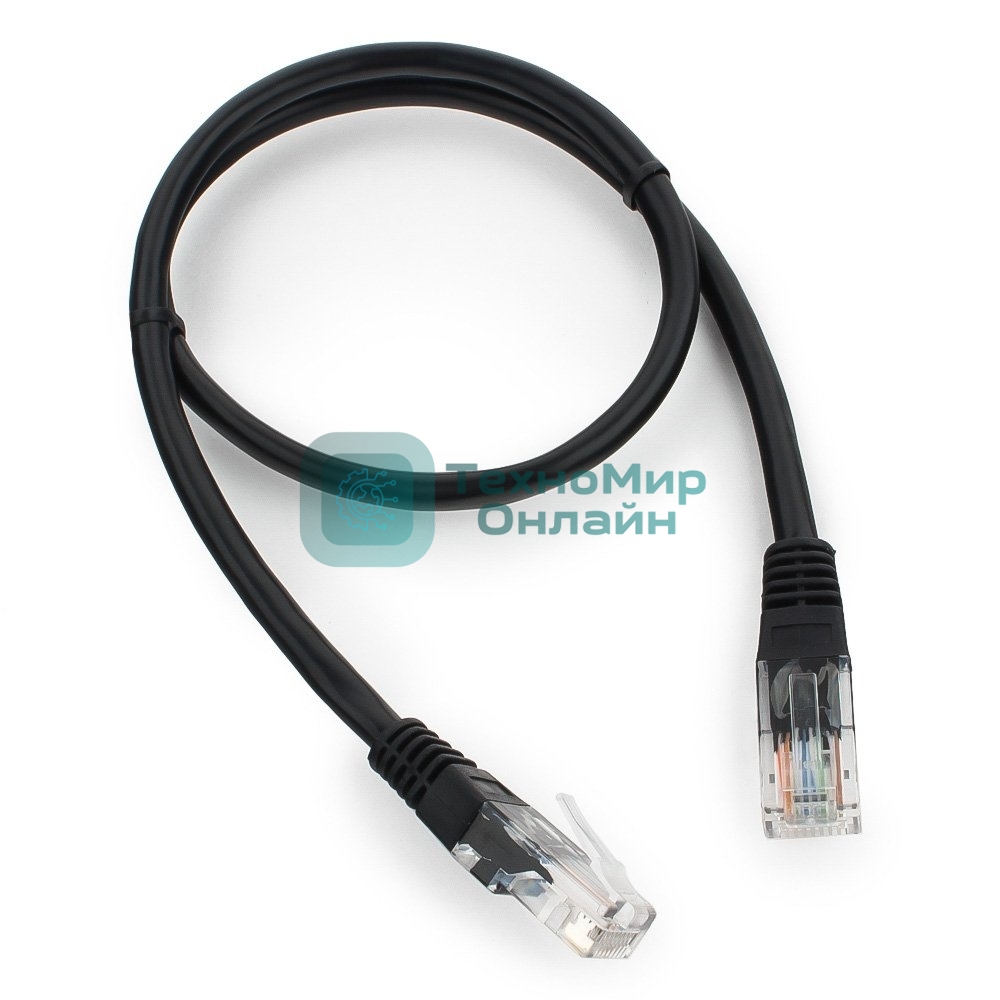 Патч-корд UTP Cablexpert cat.5e, 0.5м, литой, многожильный, черный