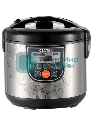 Мультиварка Centek CT-1498 (черный, сталь) 700Вт, 5.0л, 10 программ + 28 программ Мультишеф
