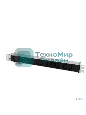 Блок розеток Rem-10 с выкл., 12 IEC 60320 C13, 10 A, алюм., 19