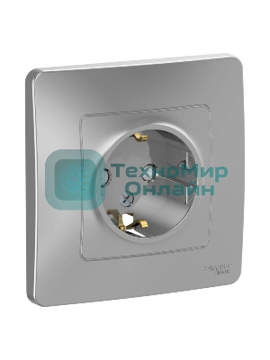 Розетка 1-м СП Blanca 16А IP20 250 В с заземл. защ. шторки алюм. SchE BLNRS001113