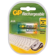 Аккумулятор GP Rechargeable NiMH 75AAAHC 750mAh, 2 шт AAA, 750мАч (2 шт. в клемшеле)