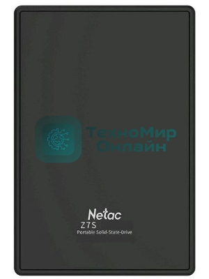 Внешний SSD Netac Z7S, 2TB, USB 3.2 Gen 1 Type-A, R/W 550/480, черный