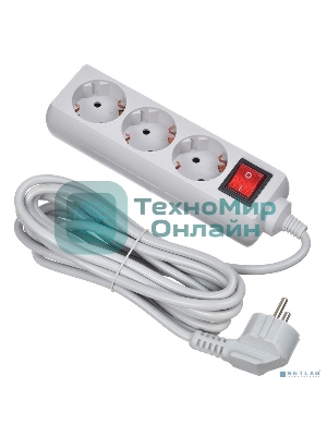 Сетевой фильтр Buro 300SL-3-G 3м, 3 розетки, серый (пакет ПЭ)