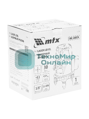 Лазерный уровень MTX MXL GREEN, 30 м, зеленый луч, акк. Li 2400 mAh, сумка, резьба 5/8