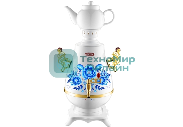 Самовар Centek CT-0092 A (белый+рисунок+золото), 4.0л, 2300 Вт, поддерж.t + LED индикатор