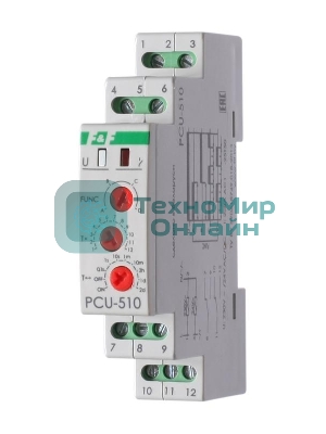 Реле времени PCU-510 (многофункц. 230В 2х8А 2перекл. IP20 монтаж на DIN-рейке) F&F EA02.001.009