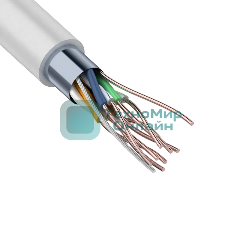 Кабель витая пара Rexant F/UTP, cat.5e, ZH нг(А)-HF, 4PR, 24AWG, внутренний, серый, 305 м