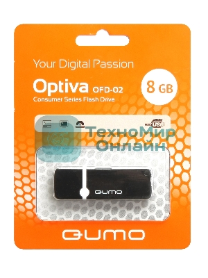 Флешка USB QUMO 8Gb, Optiva 02 Black QM8GUD-OP2 черный