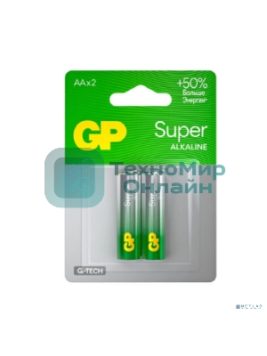 Алкалиновые батарейки GP Super Alkaline G-Tech 15А АA - 2 шт. на блистере