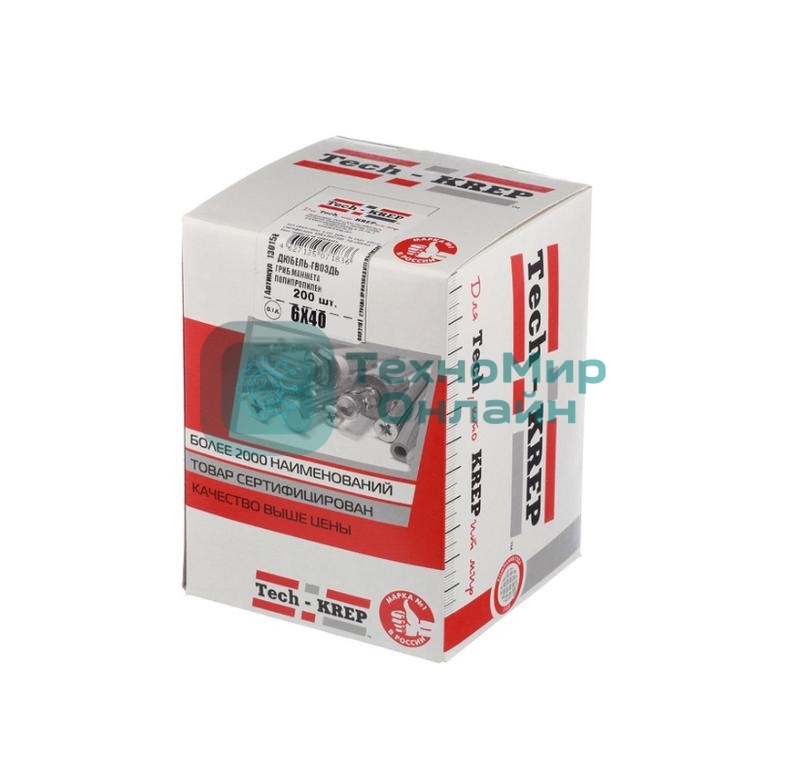 Дюбель-гвоздь 6х40 с грибовидной манжетой полипропилен (уп. 50 шт) коробка Tech-Krep 112709