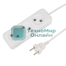 Удлинитель Rexant 3 гнезда, 1.5 м, 2х0.75 мм², б/з, белый (Сделано в России)