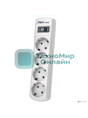 Сетевой фильтр Pilot mini 1.8 м, 4 розетки, белый, коробка