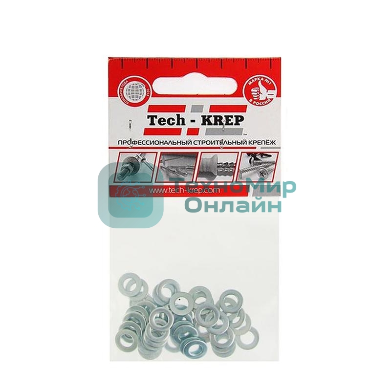 Шайба плоская М5 цинк. DIN 125 (уп.50шт) пакет Tech-Krep 103043