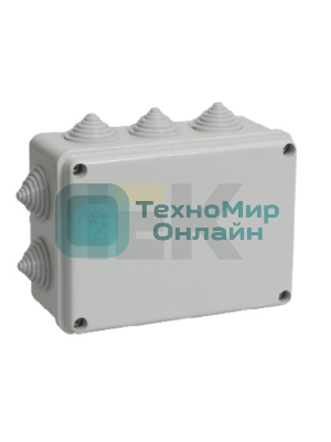 Коробка КМ41241 распаячная IEK UKO10-150-110-070-K41-44 для о/п 150х110х70 мм IP44 (RAL7035, 10 гермовводов)